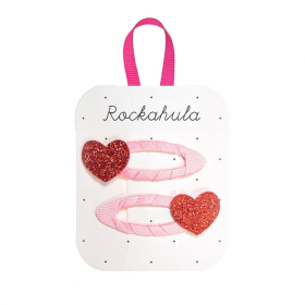 Rockahula Haarclips Rood/Roze Hartjes Glitter 2 Stuks