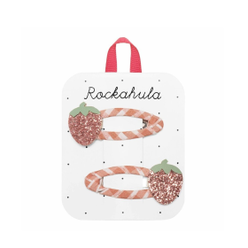 Rockahula Haarclips Roze/Creme Aardbeien Glitter 2 Stuks