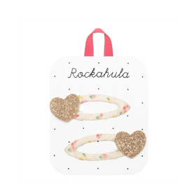 Rockahula Haarclips Roze/Creme Hartjes Glitter 2 Stuks