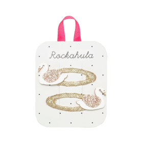 Rockahula Haarclips Roze/Goud Zwanen Glitter 2 Stuks