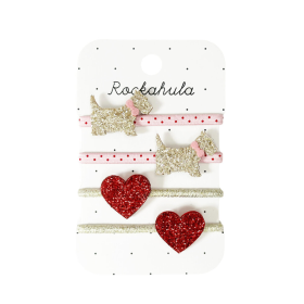Rockahula Haarelastiekjes Rood/Roze Honden Glitter 4 Stuks