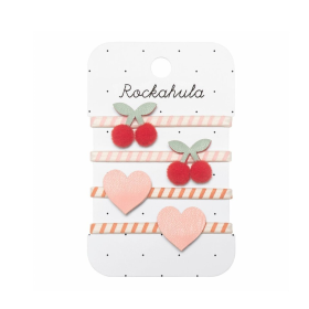 Rockahula Haarelastiekjes Rood/Roze Kersen 4 Stuks
