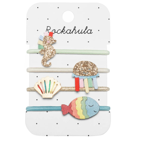 Rockahula Haarelastiekjes Under The Sea Groen/Creme/Goud/Blauw 4 Stuks