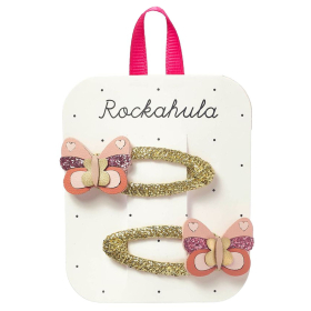 Rockahula Haarclip Goud/Roze Vlinder 2 Stuks