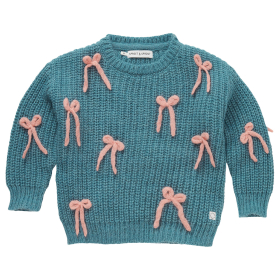 Sproet & Sprout Gebreide Trui Groen/Roze Strikken