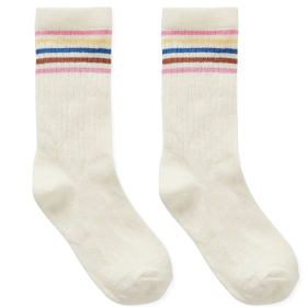Sproet & Sprout sok crème met roze geel blauw strepen