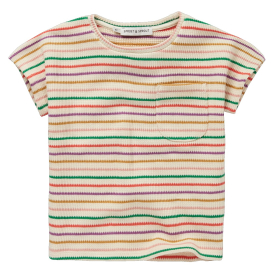 Sproet & Sprout T-Shirt Creme/Groen/Rood Strepenprint