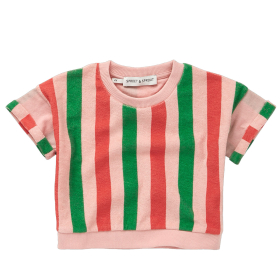 Sproet & Sprout T-Shirt Roze/Groen/Rood Strepenprint Badstof