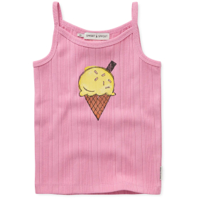 Roze kinder top van Sproet & Sprout met ribstof en ijsje print