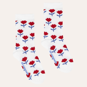 The Campamento Sokken Wit/Rood Tulpenrpint