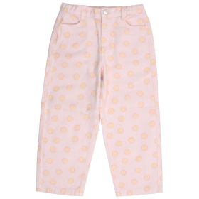 The New Society spijkerbroek roze met all-over smiley print van denim katoen.