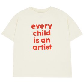 The Campamento T-shirt crème met Every Child Is An Artist tekstprint voor kinderen