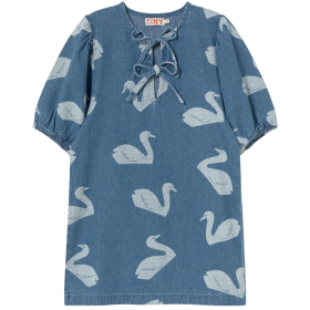 Tiny Cottons jurk blauw zwanenprint