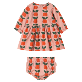 Tiny Cottons Jurk Roze/Rood/Groen Appels Rib