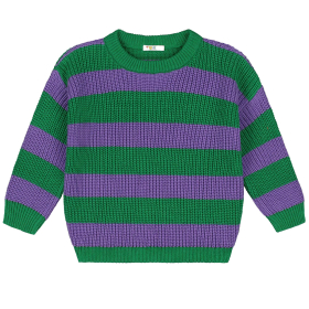 Yuki Gebreide Trui Groen/Paars Strepen Iris