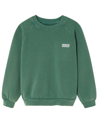 American Vintage Izubird sweater Cedre Vintage met ronde hals en wit logo op de borst