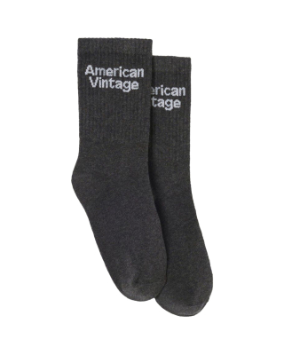American Vintage Sok Grijs Anthracite Chine