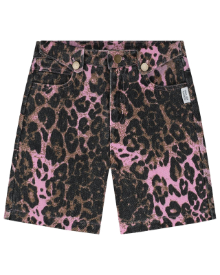 Call Me Frankie korte broek bruin/roze panterprint
