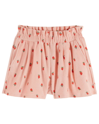 Emile et Ida korte broek roze met aardbeienprint badstof