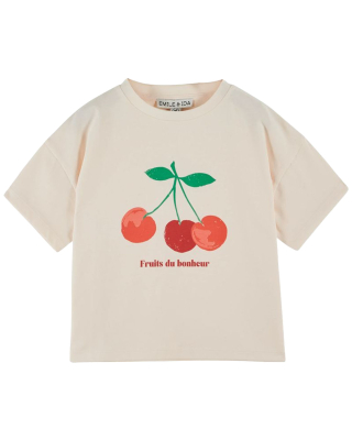 Emile et Ida T-shirt creme kersenprint