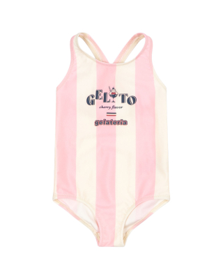 Konges Slojd badpak creme/roze strepen gelato print