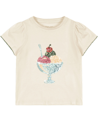 Konges Slojd T-shirt Creme Ijsje Pailletten