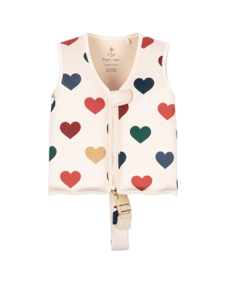 konges slojd ellis swim vest bon coeur colore creme hartjes voorkant