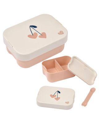 Liewood broodtrommel Kamil met kersenprint en stevige deksel