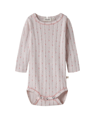 Lil Atelier romper roze bloemenprint baby meisjes lange mouw ribstof