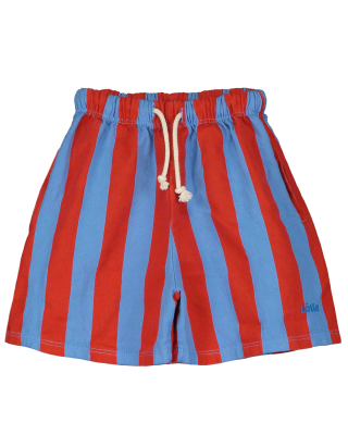 Lotiekids korte broek blauw/rood strepen