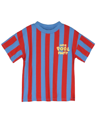 Lotiekids T-shirt blauw/rood strepen