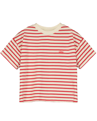 Lotiekids T-shirt creme/rood strepen