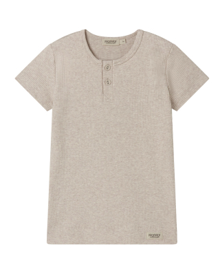 Marmar Copenhagen T-shirt beige met knoopjes light beige melange
