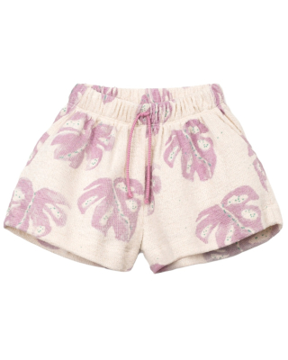 Play Up korte broek creme/roze bladeren meisjes voorkant