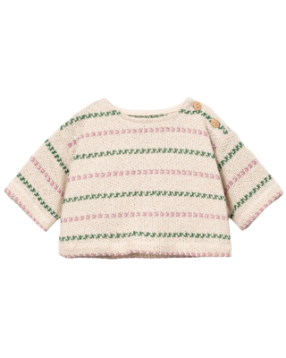 Play Up trui beige/roze strepenprint baby