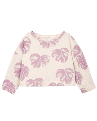 Play Up trui creme/roze bladeren meisjes voorkant