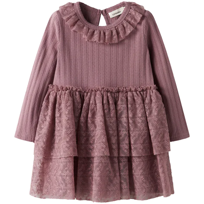 Lil Atelier Jurk Roze Ruffle Kant Nostalgia Rose